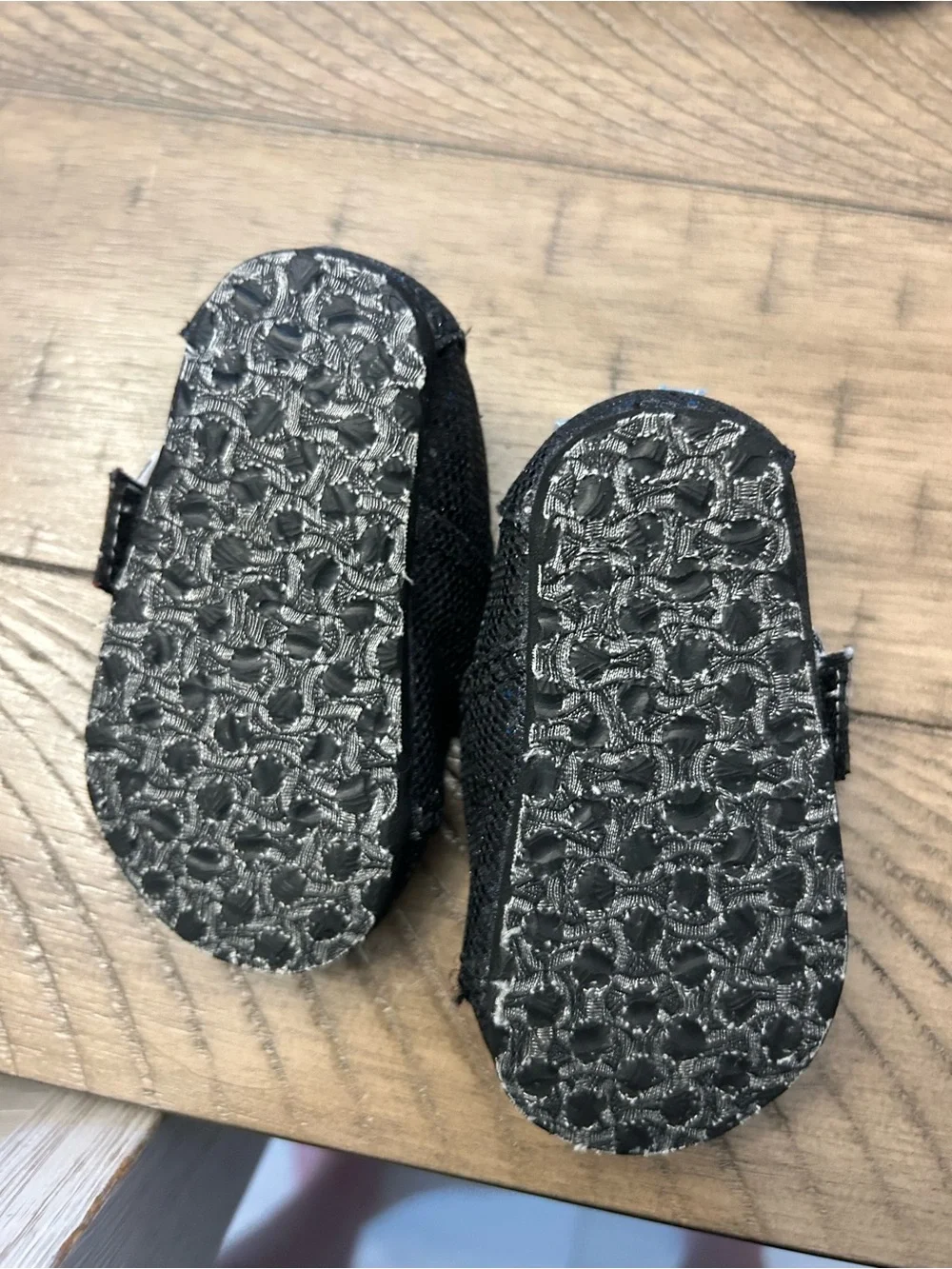 Size 2 Toddler girl TOMS Black Glitter Slip-On Shoes